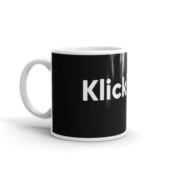 Left view of Klicklook Black Coffee Mug 11oz.