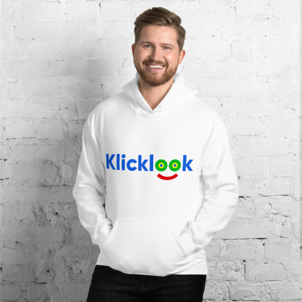 A young man is wearing stylish Klicklook Unisex Color Hoodie.