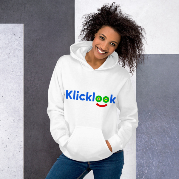 A young woman is wearing stylish Klicklook Unisex Color Hoodie.