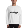 A young man is wearing stylish Klicklook Unisex Crew Neck White Sweatshirt.