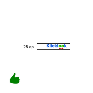 Minimum size of Klicklook logo in printing materials.